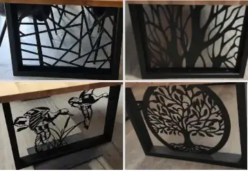 Table en chêne gravée au laser